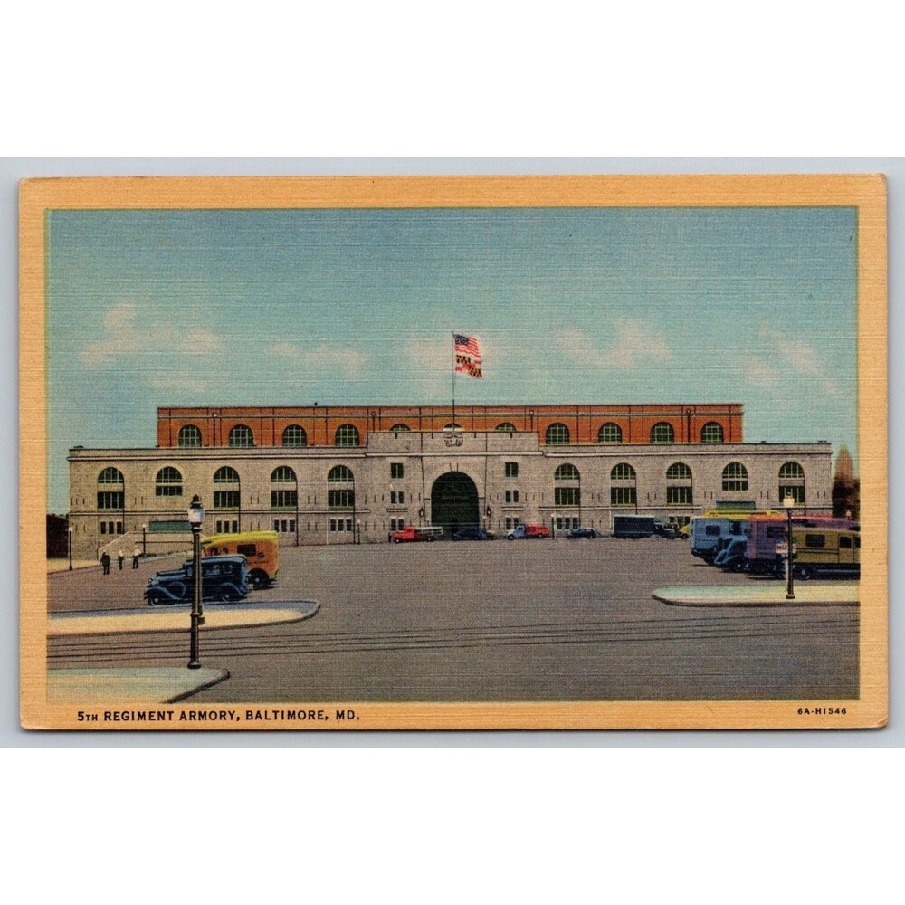 Vintage 1936 5th regiment Armory Baltimore MD Linen Postcard I. & M. Ottenheimer